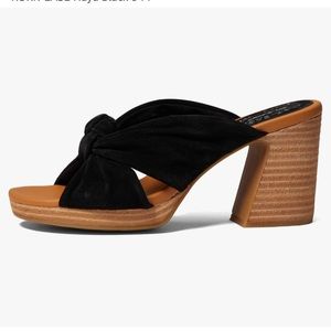 Kork-Ease ‘Haya’ Knotted Suede Leather Block Heel Platform Sandal Women 8 Black‎